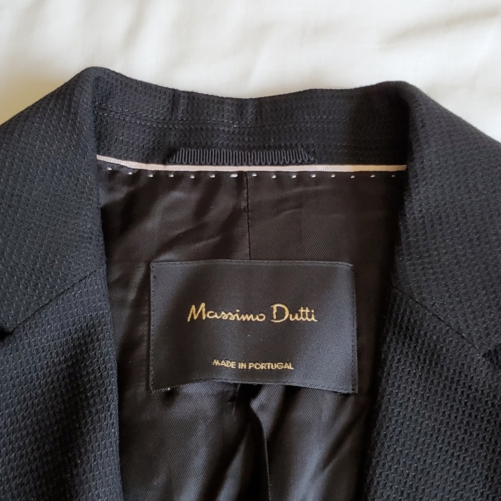 Massimo Dutti Black Textured Weave Suit Blazer - Picture 12 of 16